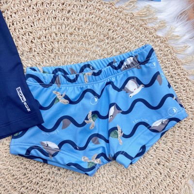 Linha Praia - Blusa Manga Longa Fundo do Mar com Proteção UV50+ e Sunga - Azul